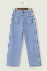 Contrast Stripe Wide Leg Jeans