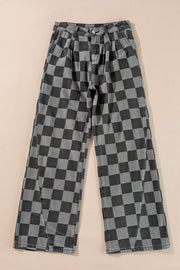 Vintage Check Wide Leg Denim