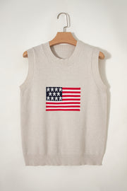 American Flag Sleeveless Knit Top – Parchment