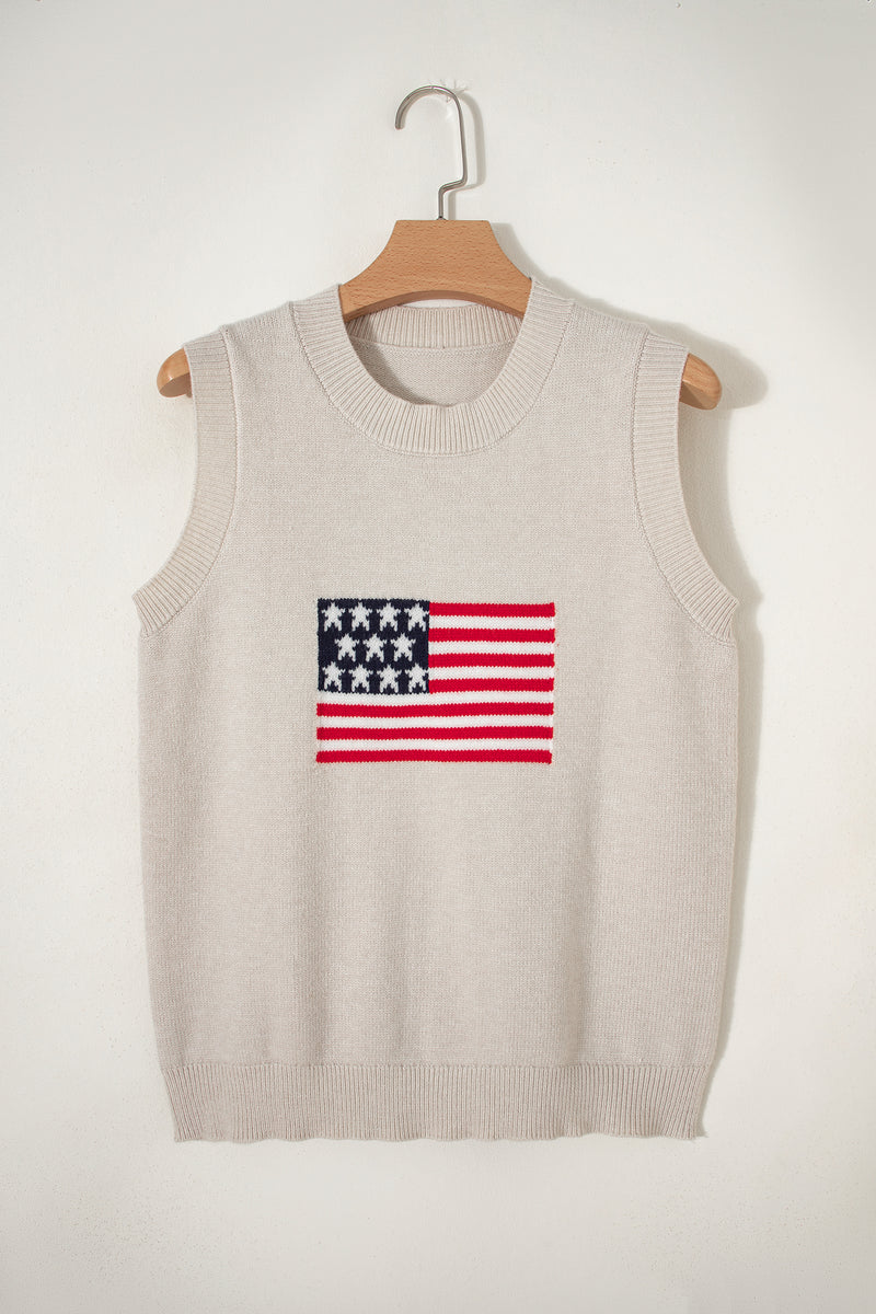 American Flag Sleeveless Knit Top – Parchment