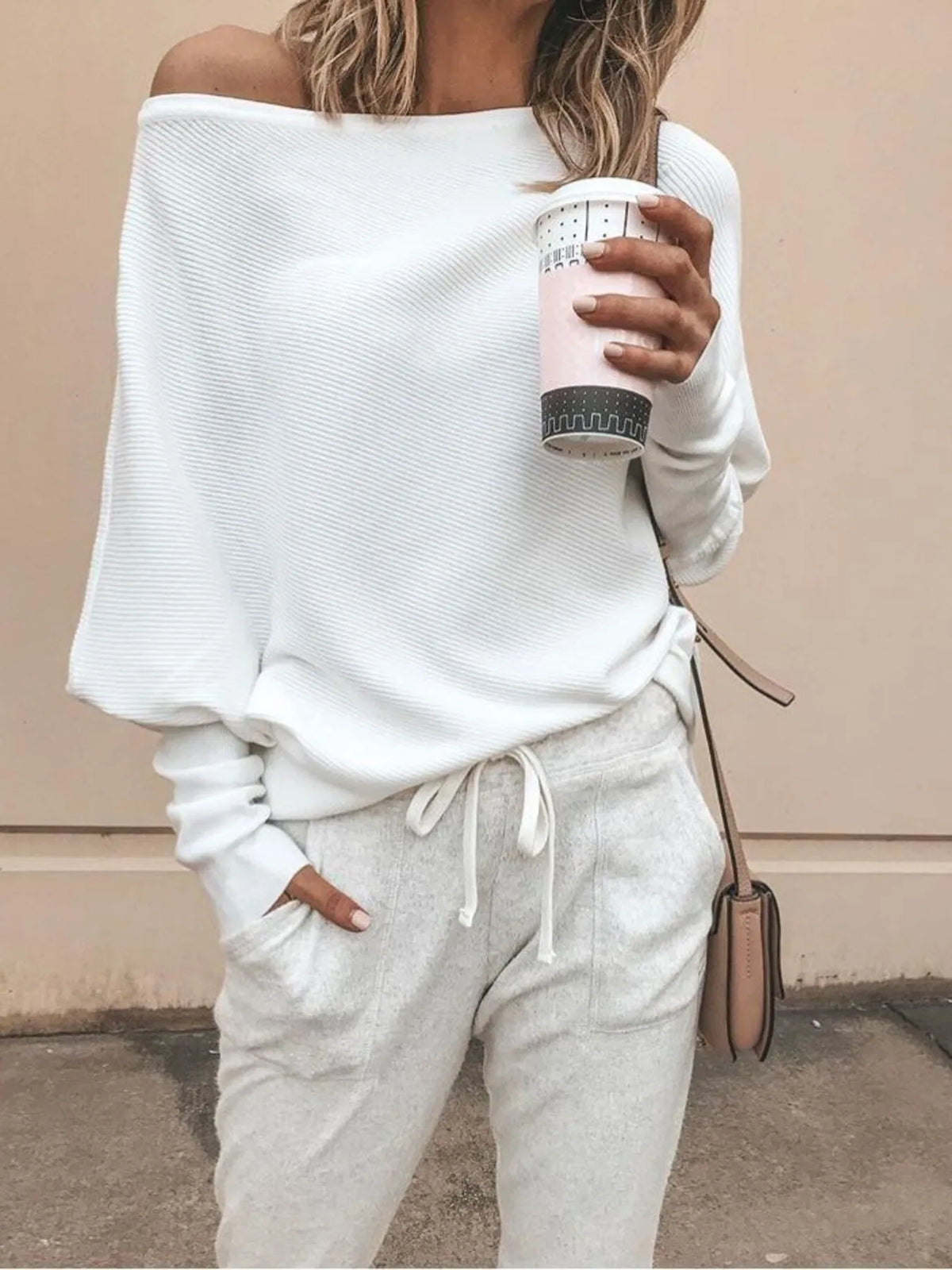 One-Shoulder Ribbed Sweater | Relaxed Fit