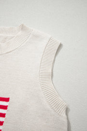 American Flag Sleeveless Knit Top – Parchment