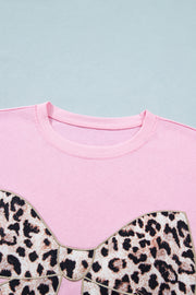 Leopard Bow Embroidered Tee – Pink